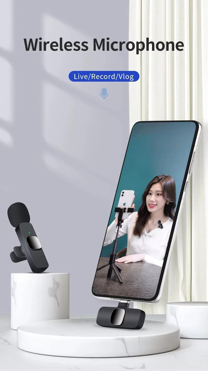 Portable 2.4G Wireless Stereo Lavalier Microphone Live Interview Outdoor Mini Noise Cancelling Lapel Mic