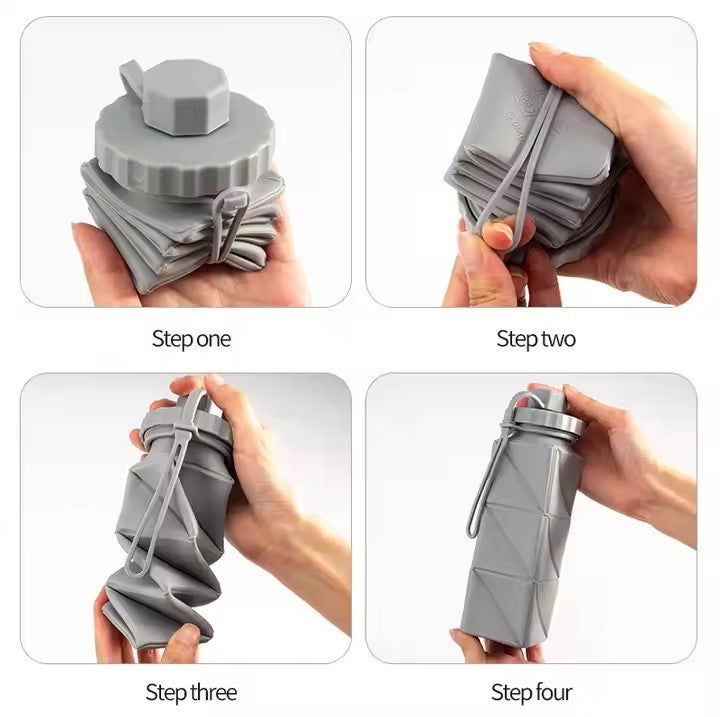 Eco-Friendly 620 ML Collapsible BPA-Free Silicone Water Bottle Square Portable Outdoor Sports