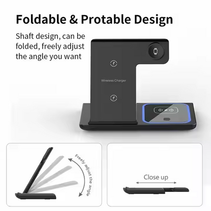 3 in 1 Magnetic Wireless Charger Phone Stand Fast Wireless Station Magnetic Mobile Phone Holder