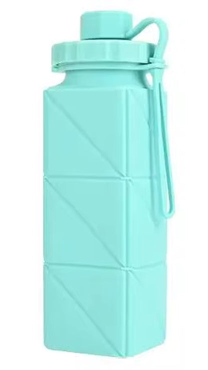 Eco-Friendly 620 ML Collapsible BPA-Free Silicone Water Bottle Square Portable Outdoor Sports